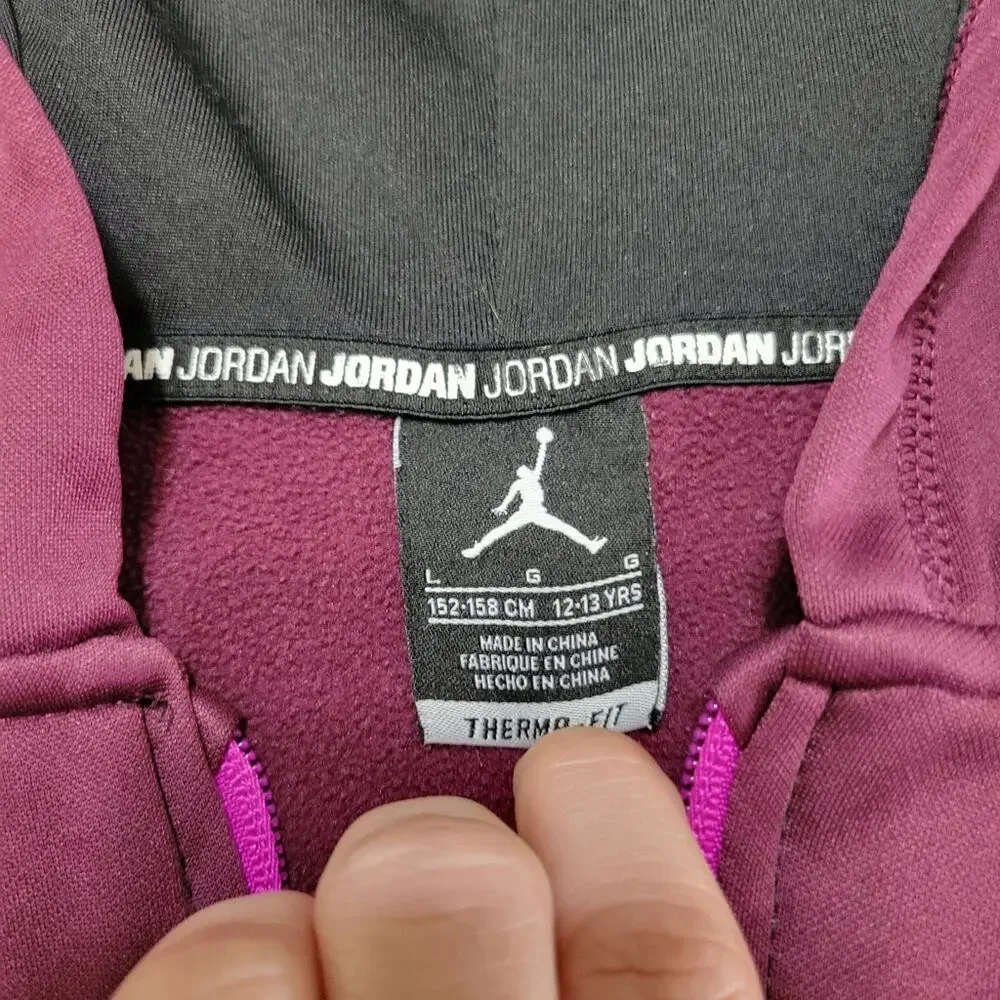 NIKE JORDAN Therma Fit Hoodie Coat Red Black Gray‎ Girls Size XL 14 Year